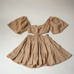 Free People Cross of Sunlight Mini Tan Cotton Dress NWT - Size XS